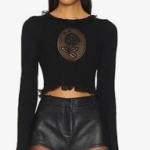 Black Long Sleeve Crop Top Size S
